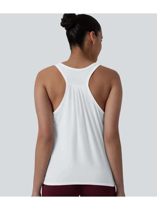 Halara Tops - Halara Racerback Pleated Round Neck Quick Dry Yoga Tank Top White Size Large